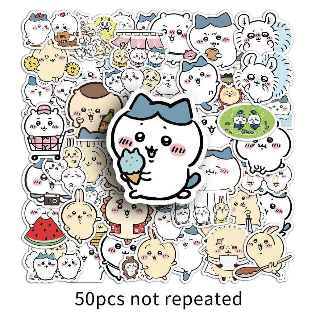 50 Pçs de Adesivos Graffiti Cute Chiikawa da Nova Coleção, para Malas, Capas de Celular, Laptops, Capacetes, Skateboards