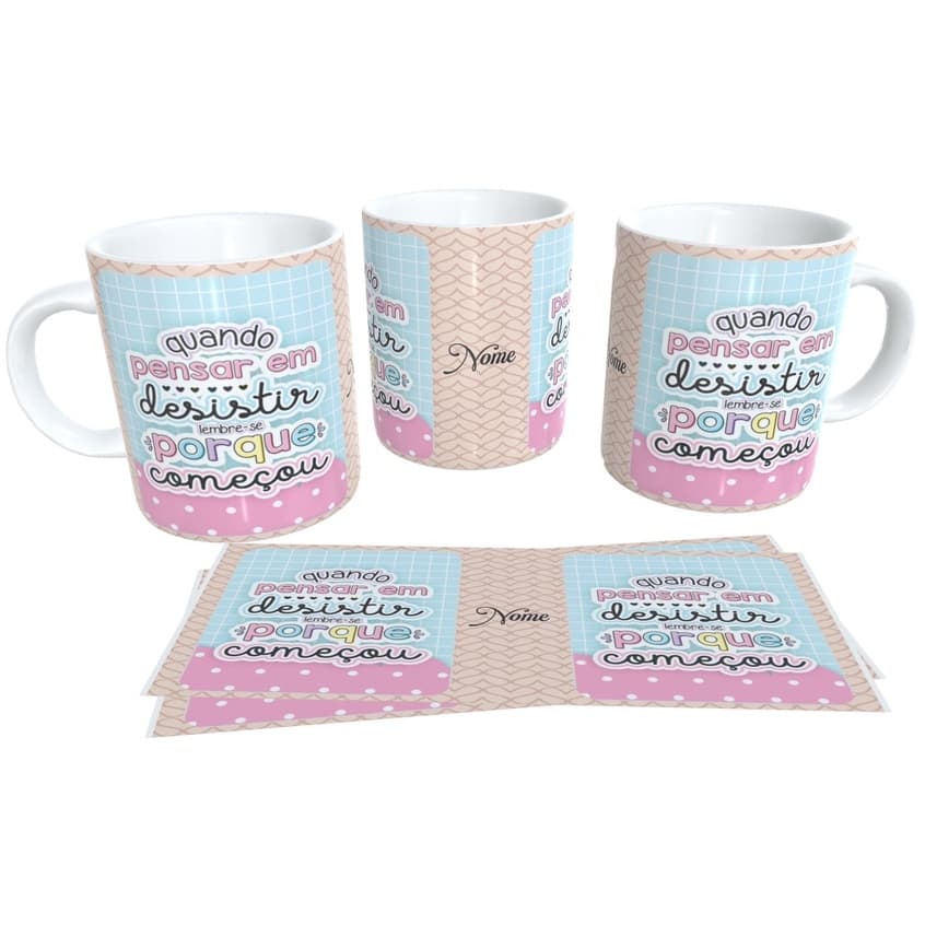 Caneca Porcelana - Frases Motivacionais - Caneca Personalizada com Nome + Caixa com a mesma Arte