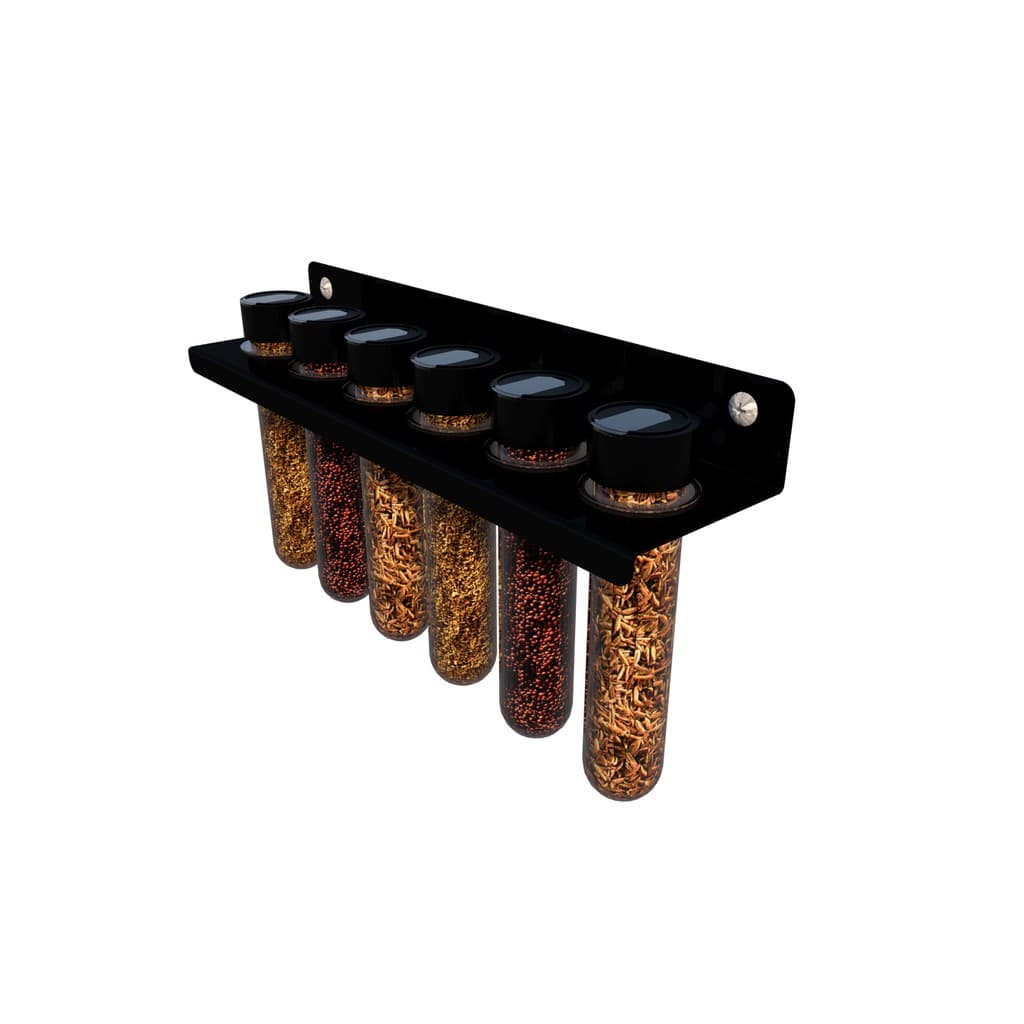 Suporte Porta Temperos Condimentos Tubetes Aço Acrílico Preto e Branco