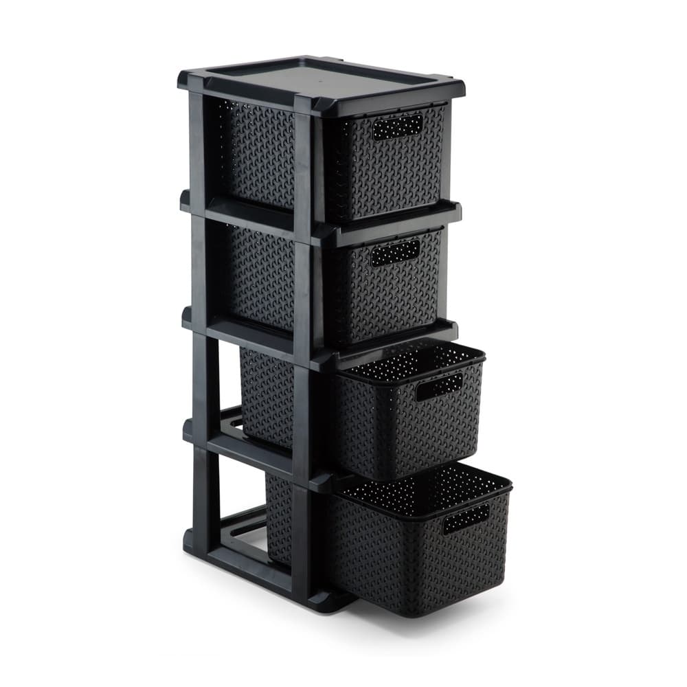 Gaveteiro Ratan Preto 4 Gavetas luxo reforçado, salão de beleza manicure escritório decoração