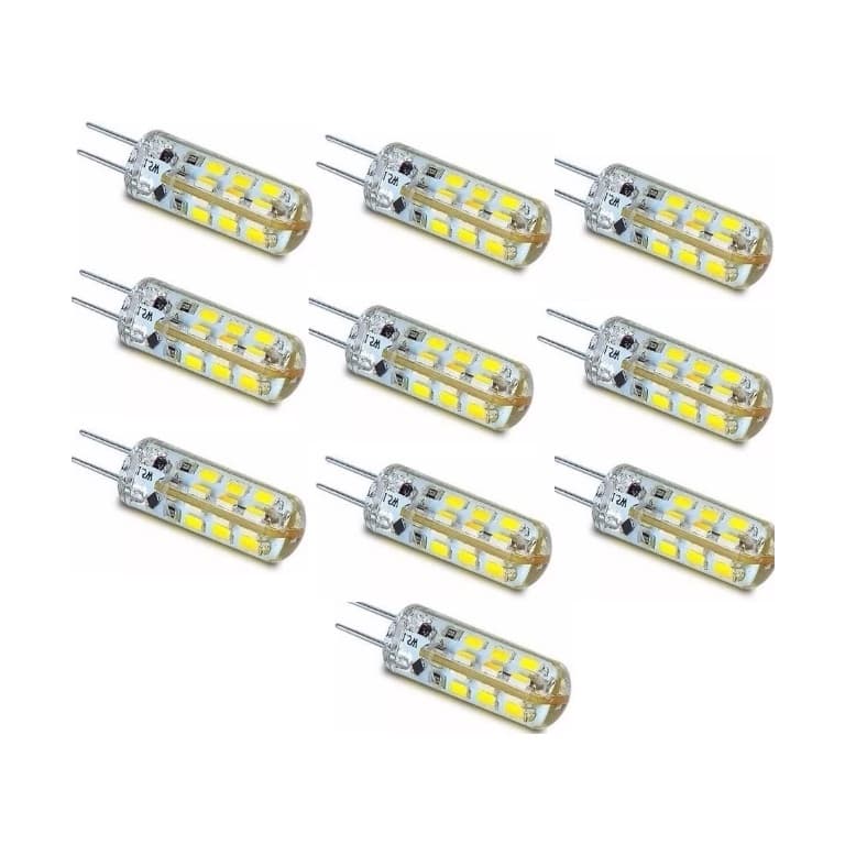 Kit 10 Lampada LED Halogena Bipino G4 2w Lustres Luminárias 110v 220v Branco Quente