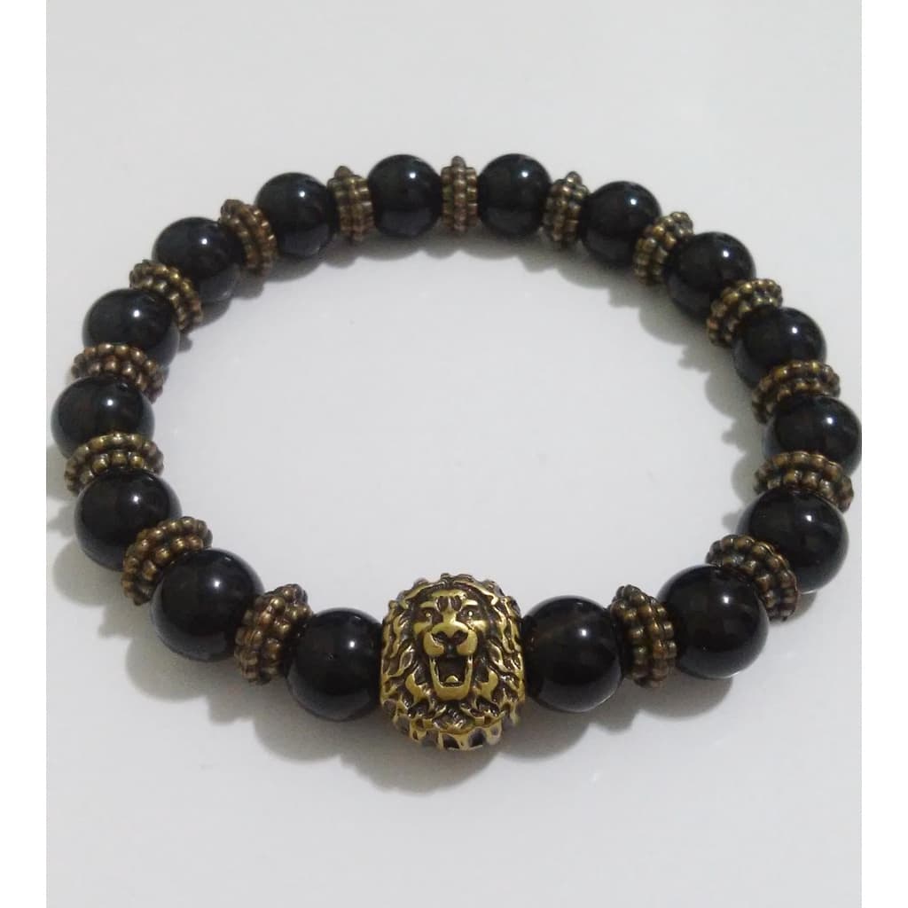 Pulseira Pedra Ônix Leão