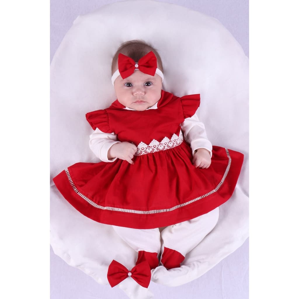 Saida de Maternidade Roupa de Bebê Menina 04 peças Verde Menina Vermelha Alice Rose