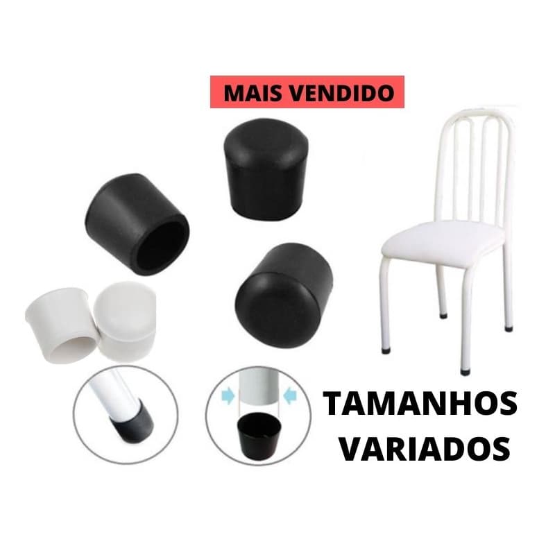 16pçs  Ponteira Protetora Pé De Cadeira e Mesa Tubular  para 4 cadeiras em pvc REFORÇADA