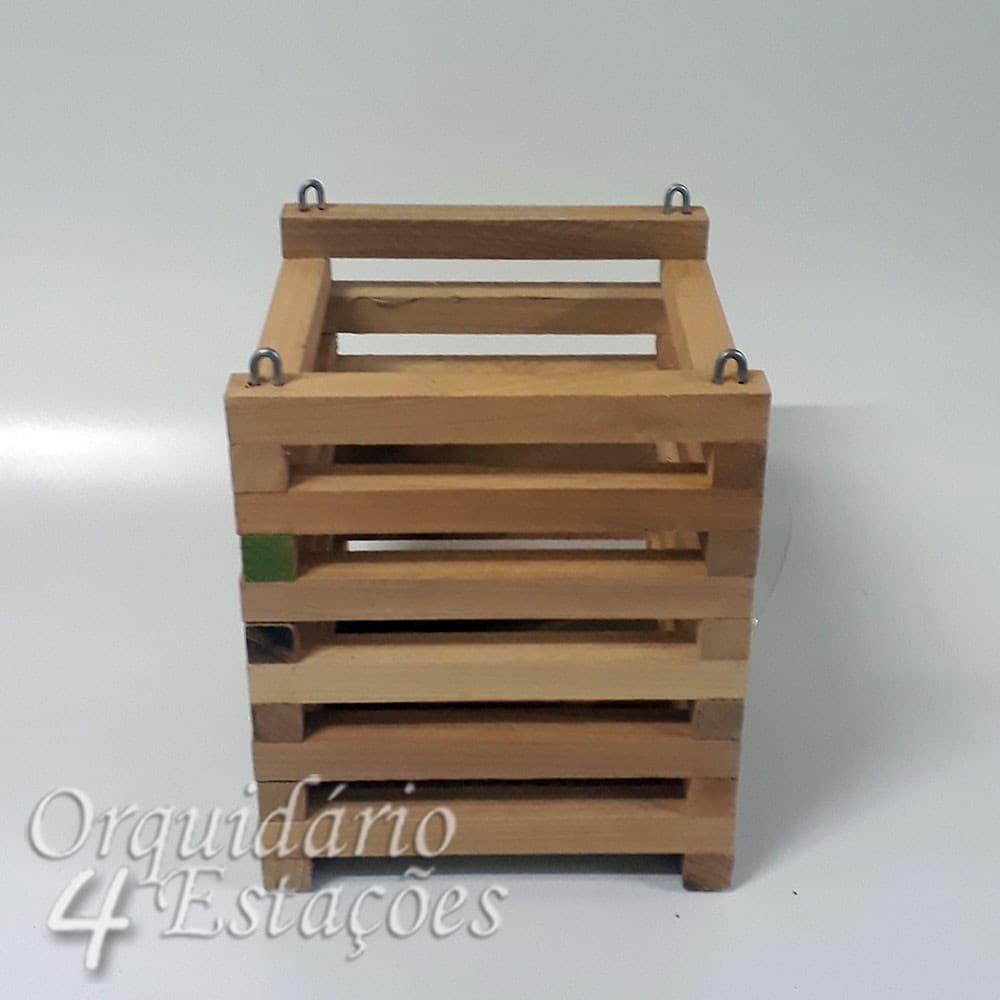 Cachepô de Madeira Rústico - Modelo Quadrado nº 02 Alto - Tamanho: 15,5 x 15,5 x 18,5 "externo"