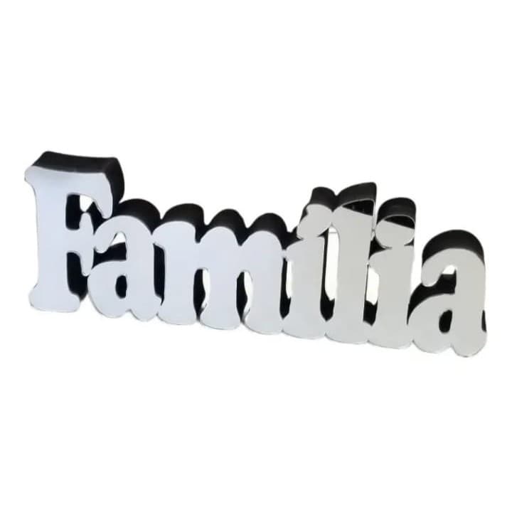 Palavra Familia Mdf E Acrilico Espelhado Decorativa 17 Cm