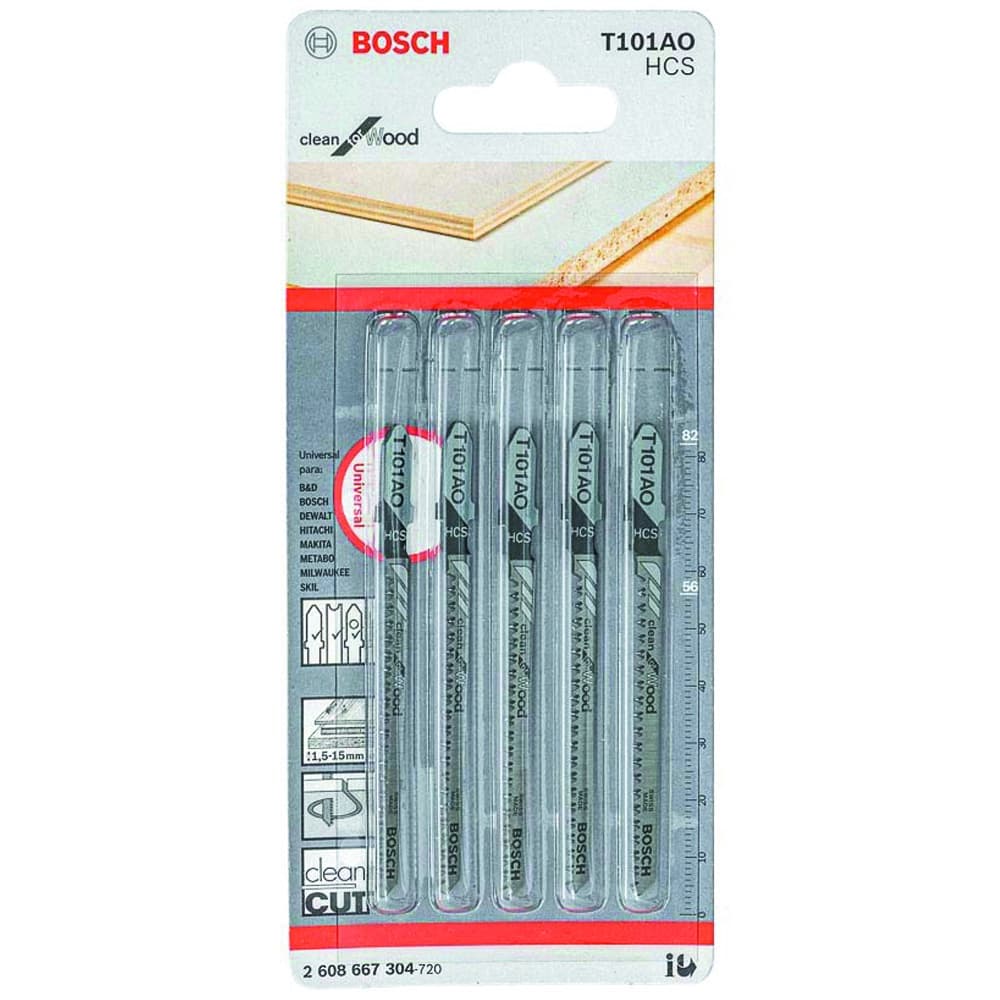 Lâmina Tico-Tico Bosch 56mm p/ Madeira 19 Dentes 5Pç Clean for Wood T101AO