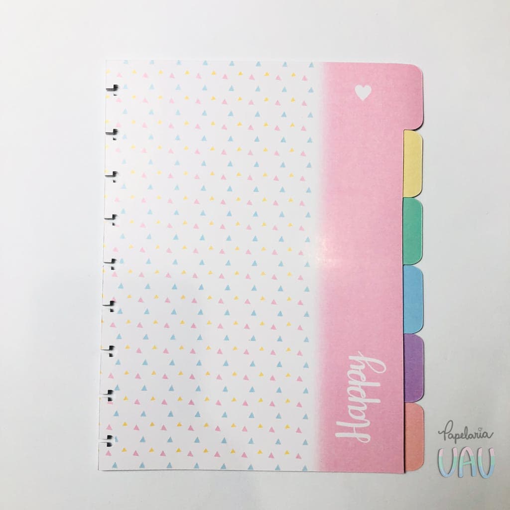 6 Divisórias coloridas Happy para caderno de discos