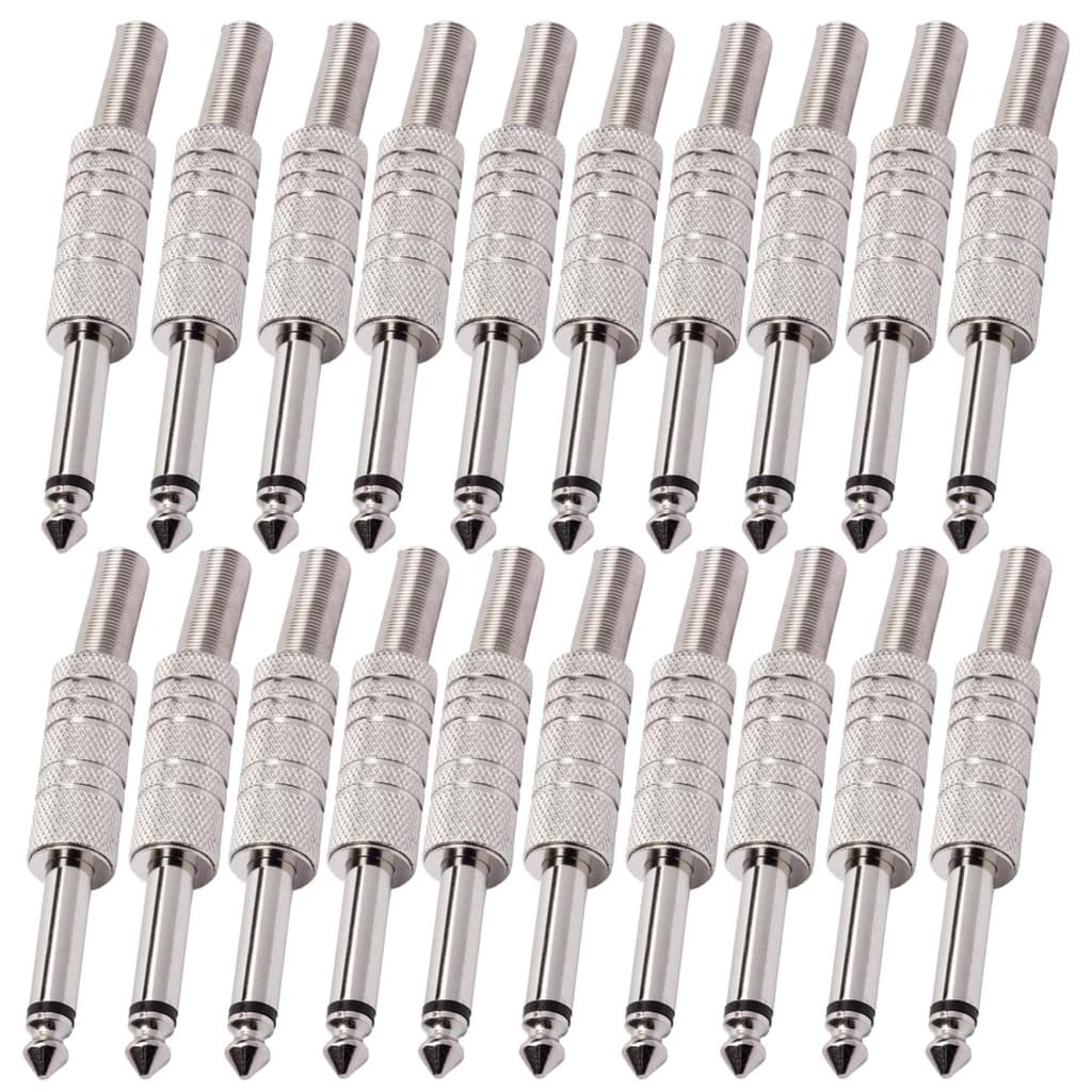 100X Plug P10 Mono Metal Violão Guitarra Baixo (Pacote c/ 100pçs)