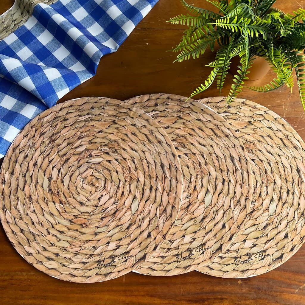 Capa Sousplat Palha / Rattan / Crochê Estampada 35 Cm Mesa Posta Decoração Dia Dos Pais