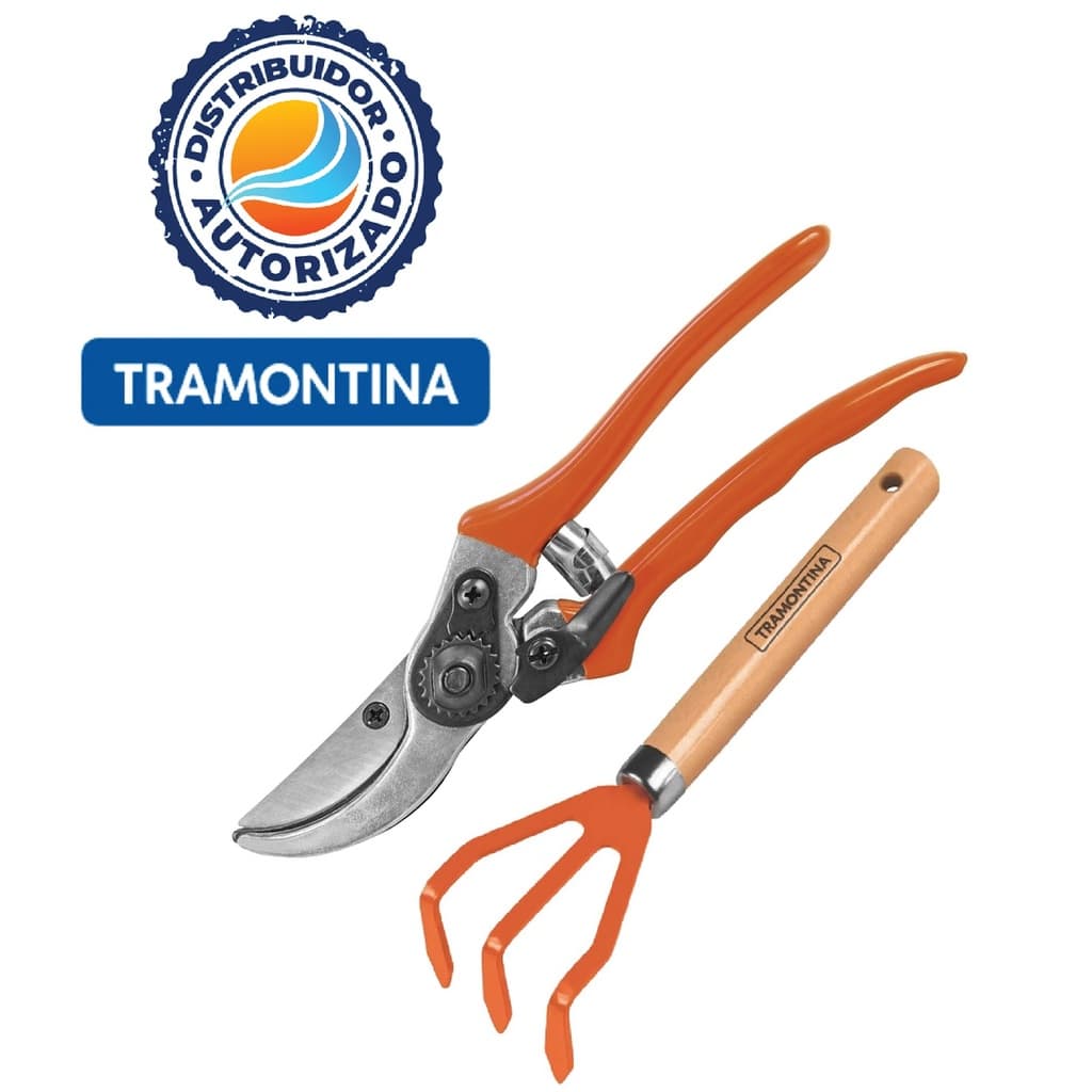 Kit Tesoura Poda Bypass Anchinho Rastelo Jardim Tramontina