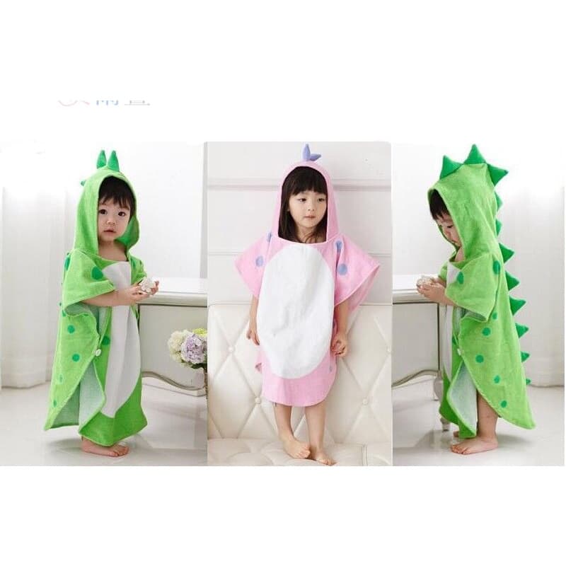 Toalha De Banho Infantil Puro Algodão Absorvente Respirável Roupa Com Capuz De Dinossauro Poligonal