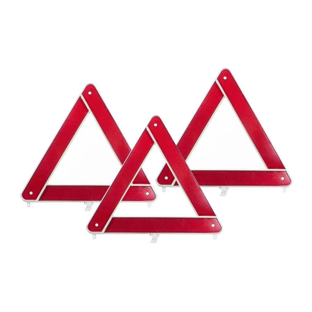 KIT 3 Triângulo Segurança Sinalização Carro Universal Vermelho Com Base Branca 44x5cm