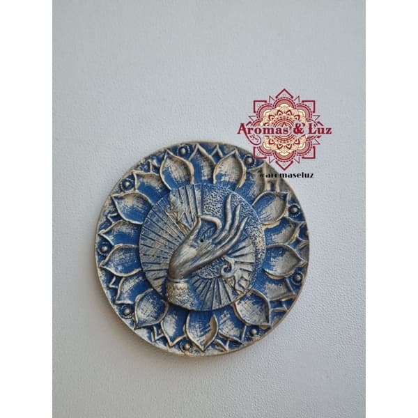 Incensário Flor de Lótus Meditação 10 cm Azul
