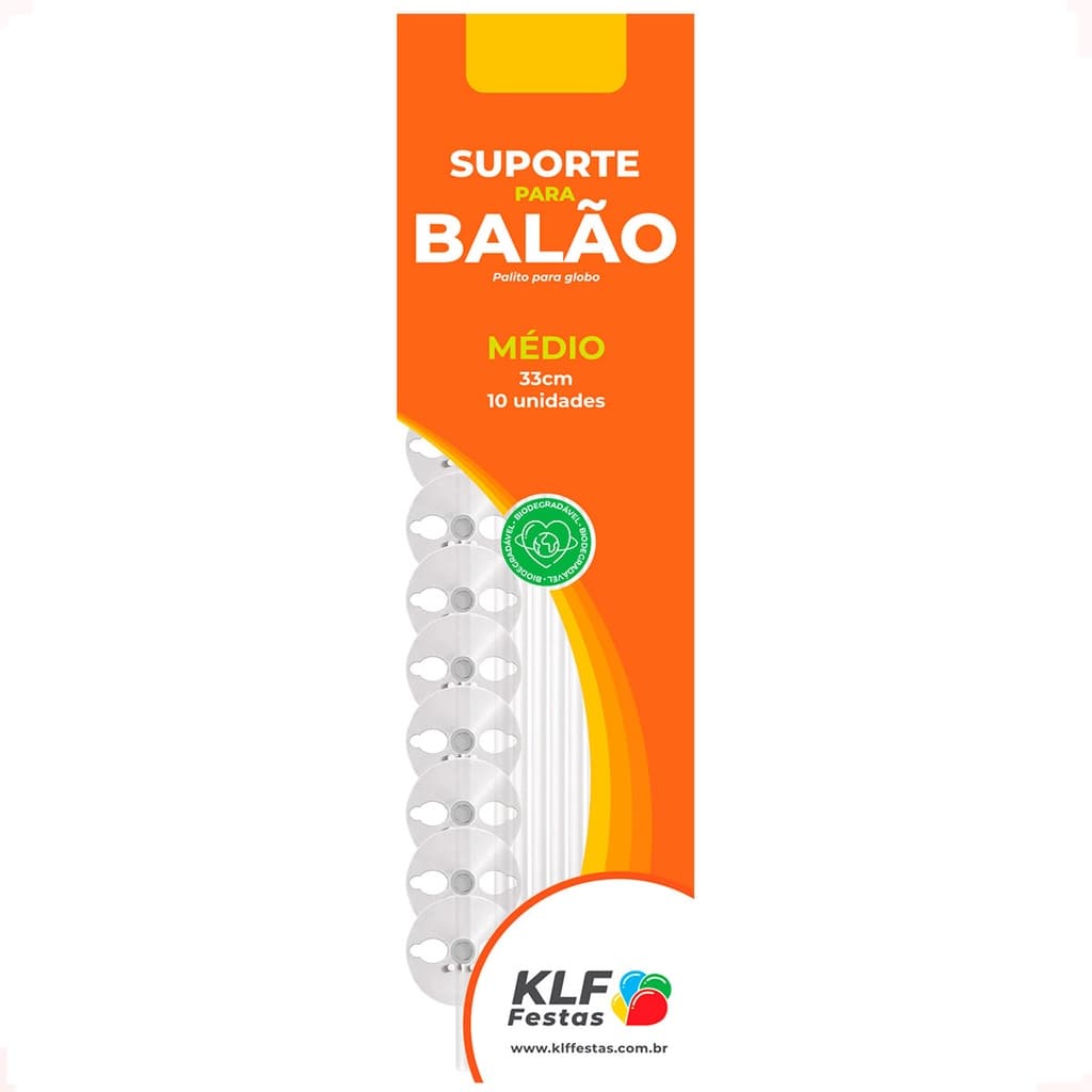 Vareta Haste Pega Balão/bexiga Cristal - 33cm - 20unid