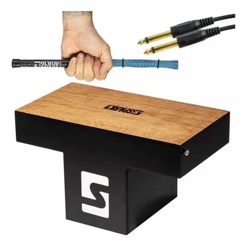 Cajon de Colo Elétrico Cajon Eletroacústico + Vassourinha + Cabo P10 Spark Instrumentos Musicais Percussão