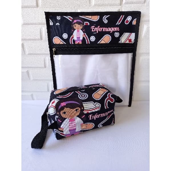Kit Necessaire e Porta Jaleco enfermagem Personalizado com nome
