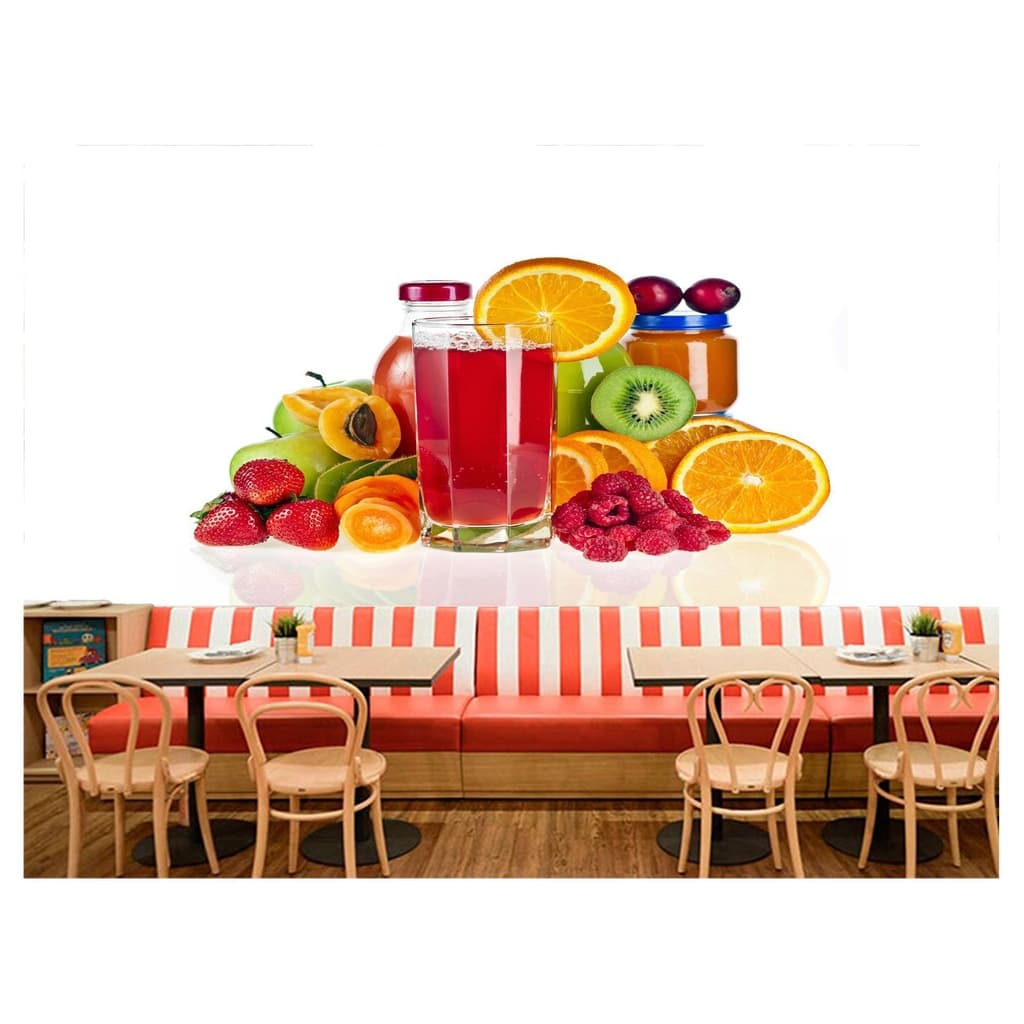 papel de parede Frutas Suco Vitaminas copo 3D 7,5m² AL62