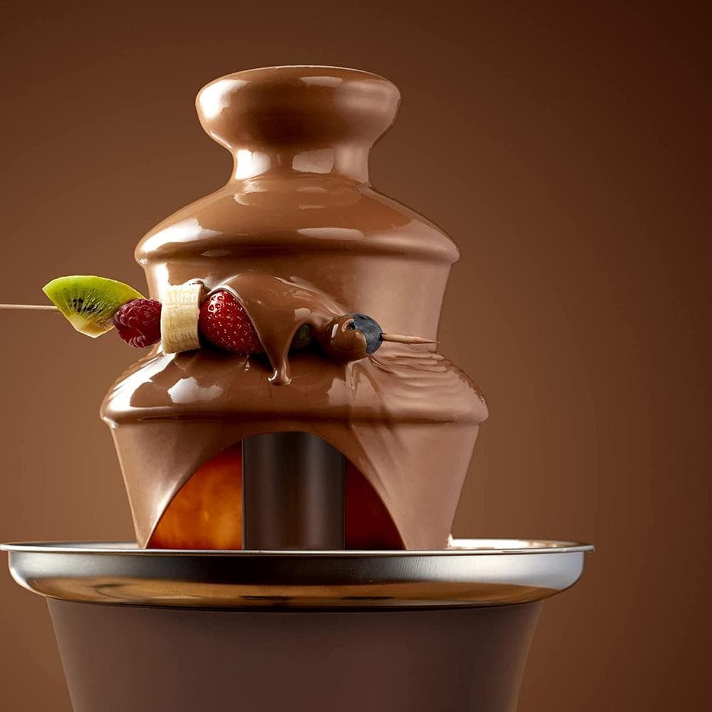 Chocolate fondue fonte três camadas de chocolate derretimento com aquecimento diy derreter cachoeira pote torre de fusão