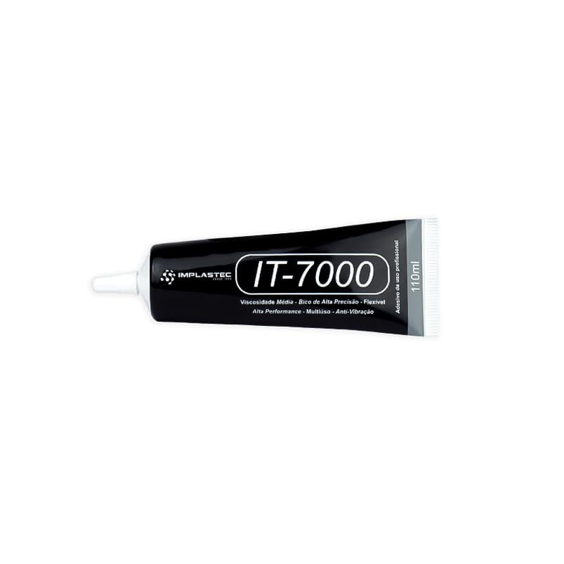 Cola Adesiva Multi Uso Implastec IT-7000 T-7000 110ml Preta para Fixar Telas Display Touch Celular