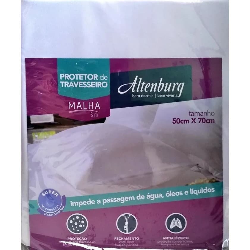 Capa Impermeável para Travesseiro com Zíper Malha Slim Altenburg Protetora