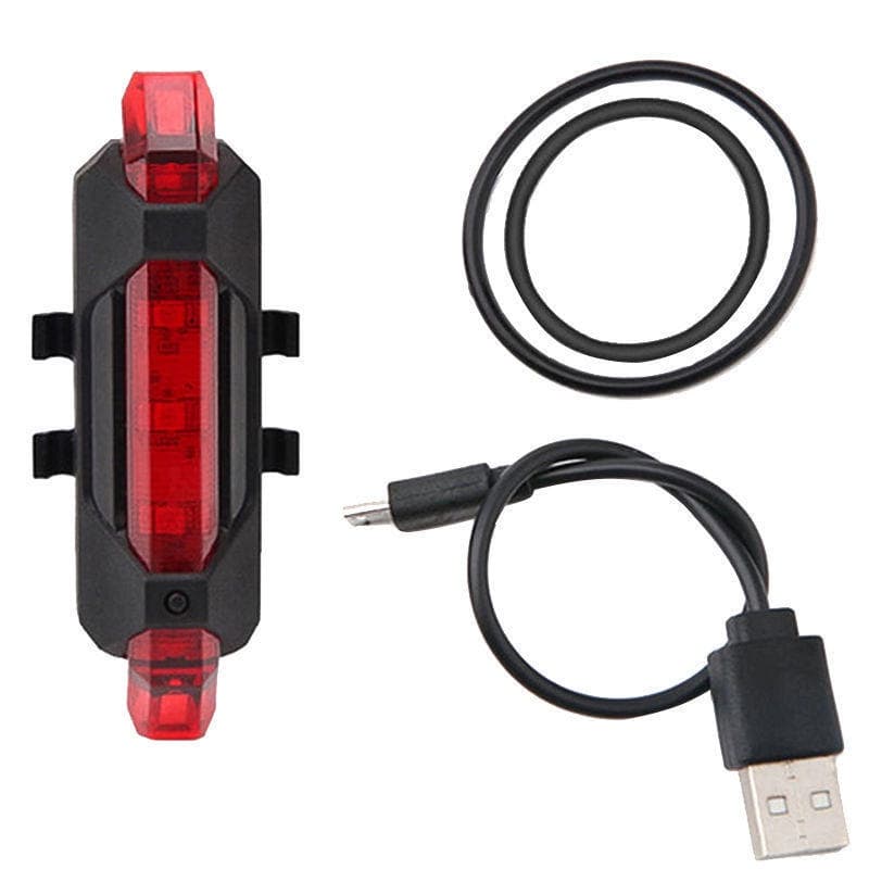 Lanterna Sinalizador LED Traseiro Segurança 3 Modo de Luz Cor Vermelho Bike Bateria Recarregavel USB