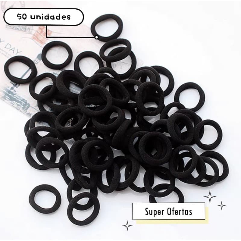 50 Unidades Elástico de cabelo Rabicó De Cabelo Pequeno Negro Criança Infantil Femenino