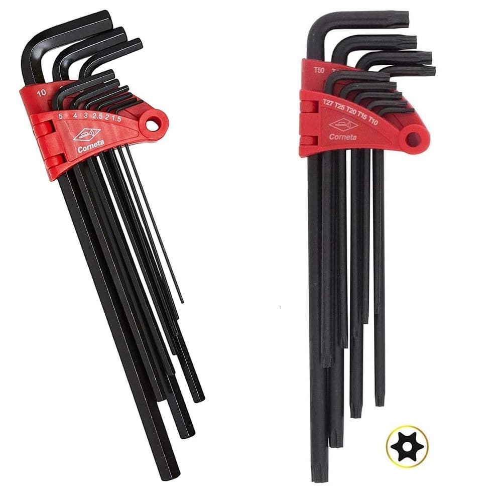 Jogo De Chave Torx com guia E Allen EXTRA LONGA Profissional Corneta Em Aço Cr-v