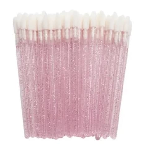 Kit 50 pincel aplicador descartável de batom gloss extensão limpeza de cílios