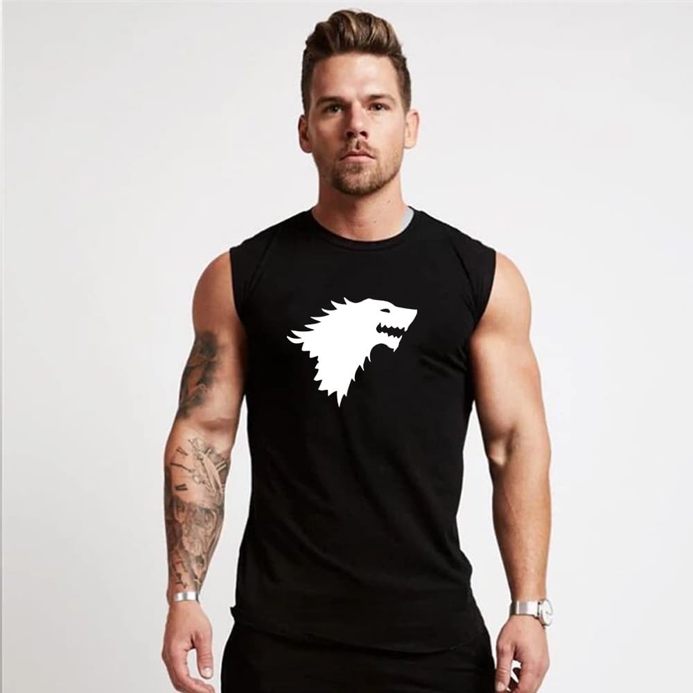 Regata Masculina Machão Longline Stark Game of Thrones Série Camiseta Academia