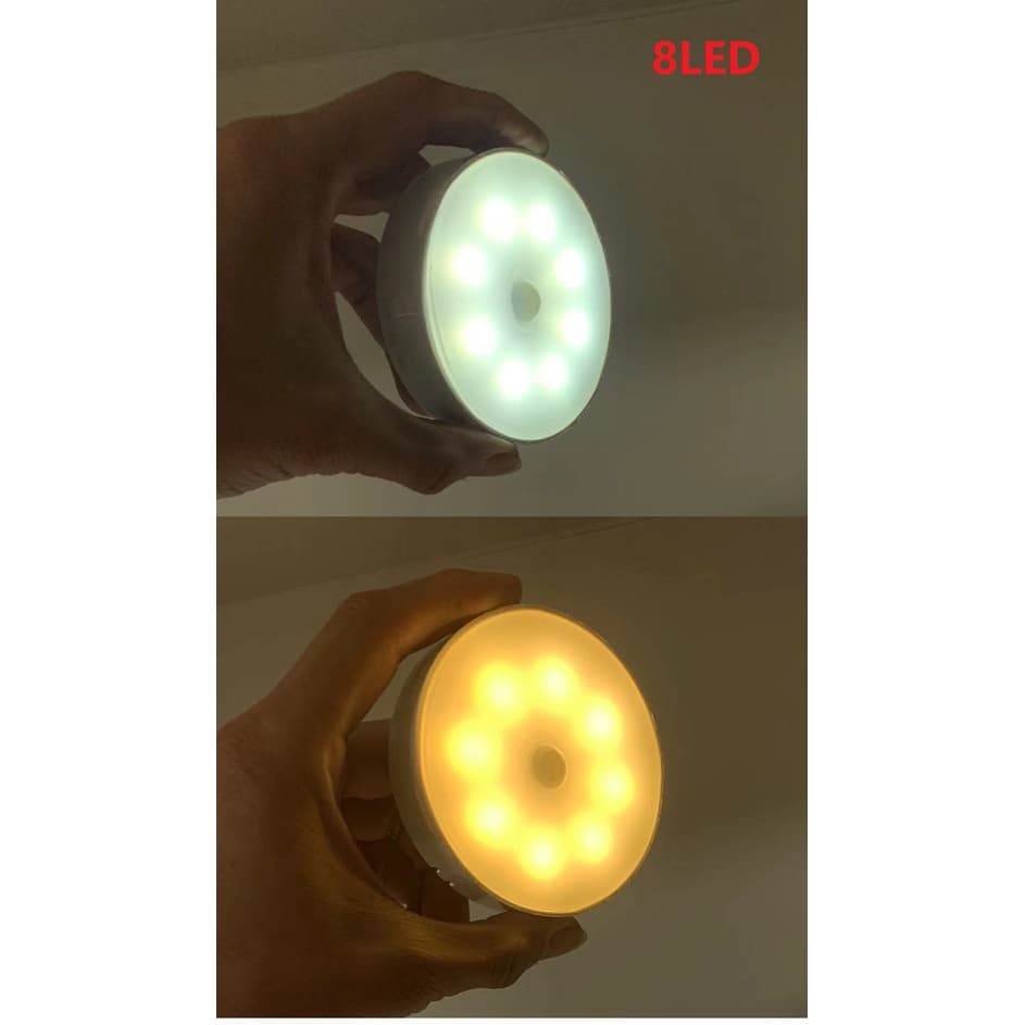 Luminárias Led Sem fio com Sensor Presença recarregável Luz Branca E Luz Amarela 2 em 1