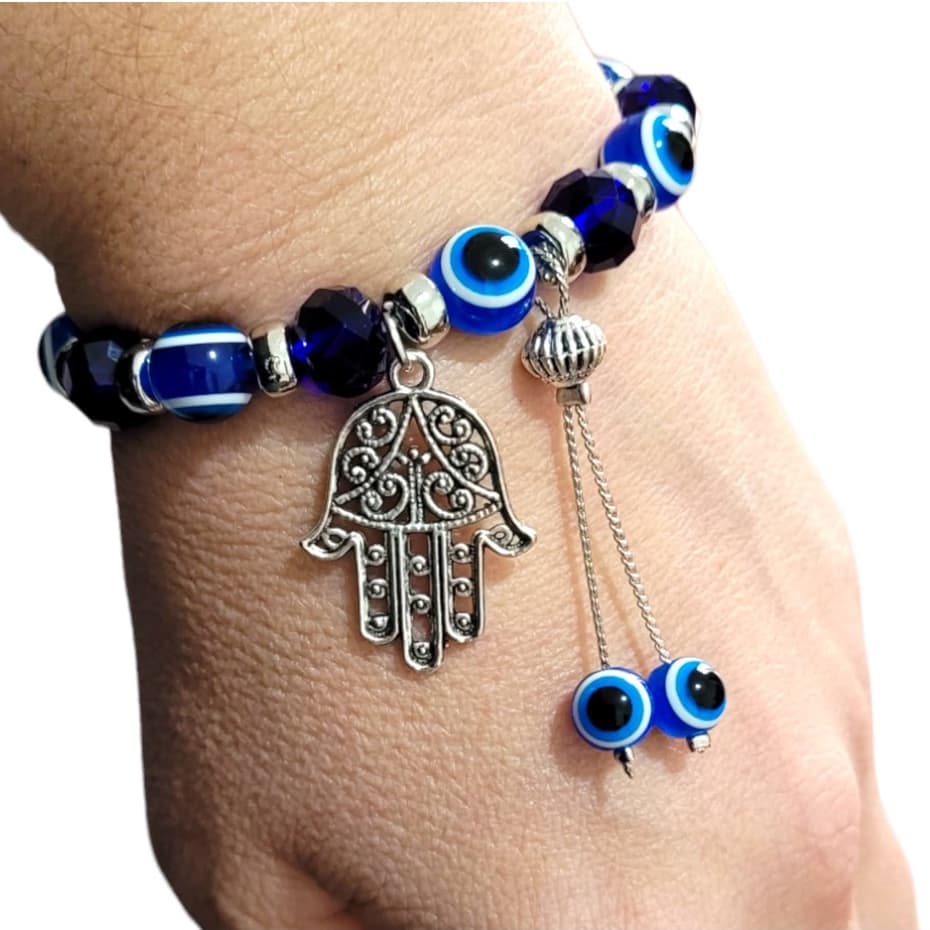 Pulseira Olho Grego Pingente Hamsa Coruja Sorte Amuleto Elefante