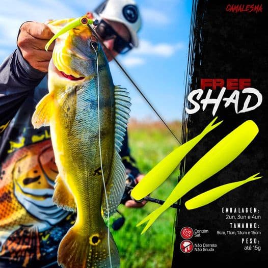 KIT 03 ISCA ARTIFICIAL SOFT FREE SHAD 11 CM CAMALESMA CARTELA