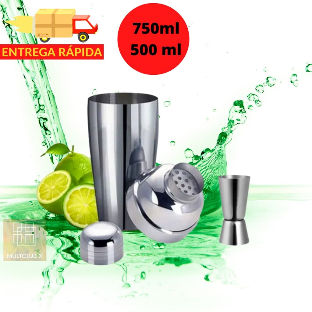 Kit Coqueteleira + Dosador Medidor para Bebidas Drinks