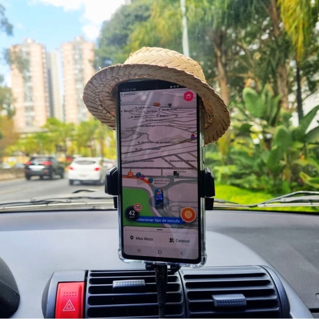Protetor Para Celular Veicular Chapéu De Palha Aplicativo Uber Taxi Suporte São João