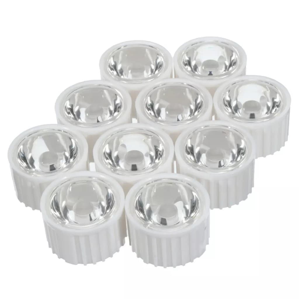 Kit 10 peças Lente para LED 3W ou 1W 5° 10° 15° 30° 45° 60° 90° graus + Suporte Branco