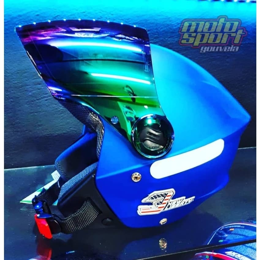 Capacete Moto Aberto Pro Tork New Liberty 3 Elite Azul + Viseira Camaleão de Brinde