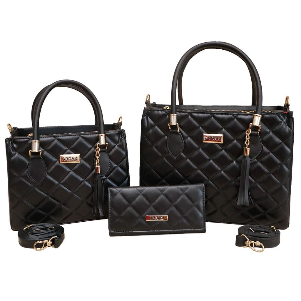 kit 2 bolsas feminina mais carteira de couro ecológico
