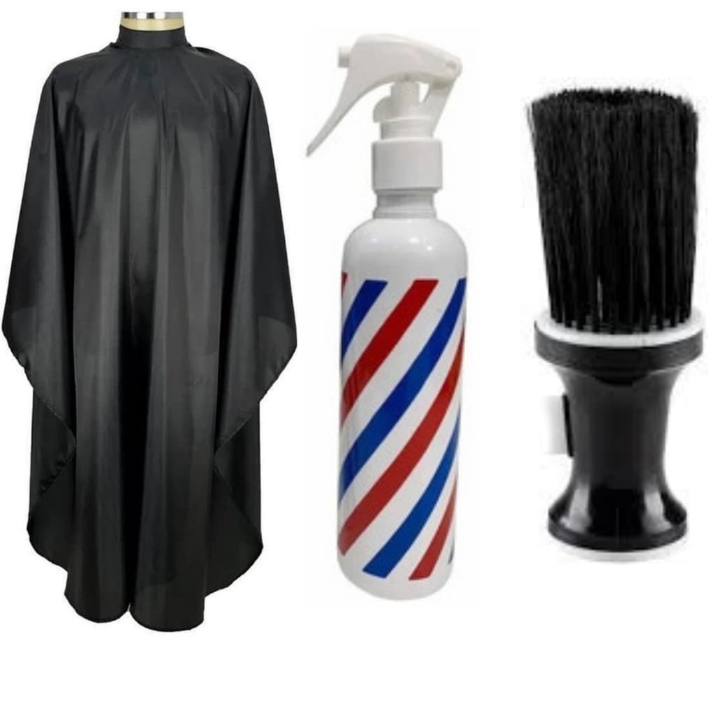 Kit Barbeiro Cabeleleiro cortar cabelo Borrifador Pole + Capa De Corte Profissional + Espanador Talqueira
