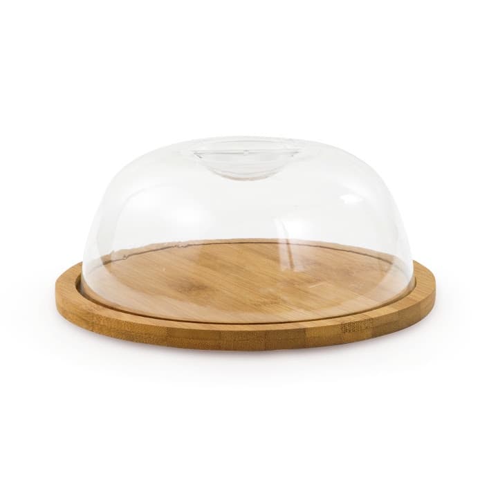 Porta Queijo Queijeira Frios Bolo Base Bambu Tampa Em Acrílico Transparente Resistente