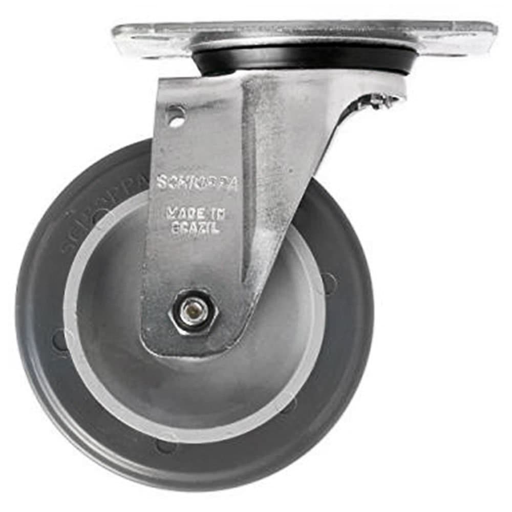 Rodízio Giratório Placa Sem Freio Cinza Pvc 85Kg 6 Pol 17,8 Cm De Altura Gl612Bp - Schioppa