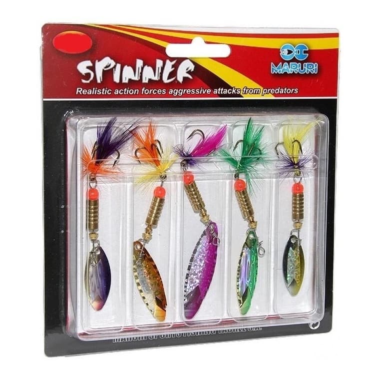 Kit Isca Artificial Spinner Com 5 Unidades Varios Pesos Com Penacho -  Maruri - Envio Já
