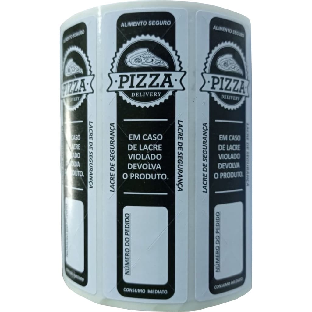 Lacre Segurança Delivery Pizza - 10x3 cm,  1.000 Lacres com Picote - Ifood, 99 Food, Rappi