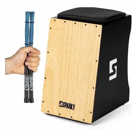Cajon Elétrico Natural ou Preto Spark com Vassourinha