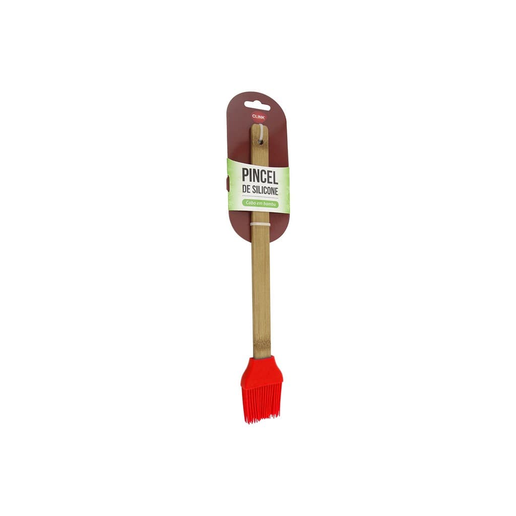 Pincel Culinário De Silicone Vermelho Com Cabo Em Bambu 29cm - Clink