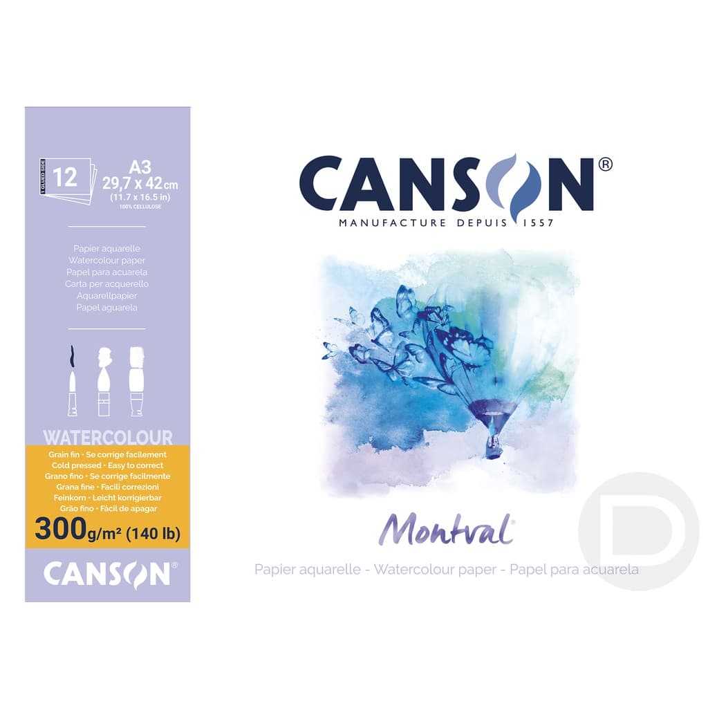 Bloco Papel Aquarela Montval Canson A3 300g 12folhas