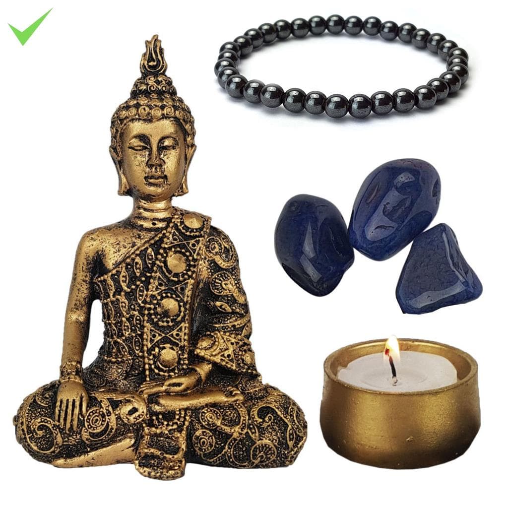 Buda Hindu Tibetano 11Cm Pedra Agata Azul Pulseira Castical