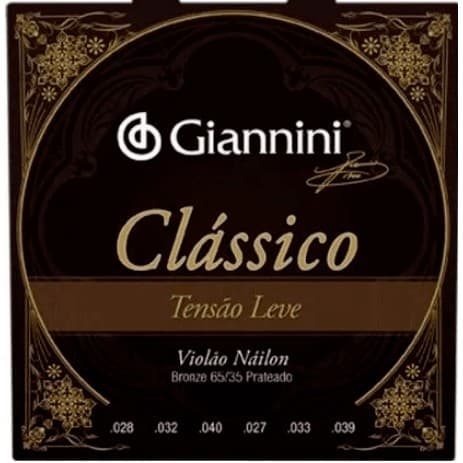 Encordoamento Violão Nylon Giannini Clássico Cordas Tensão Leve