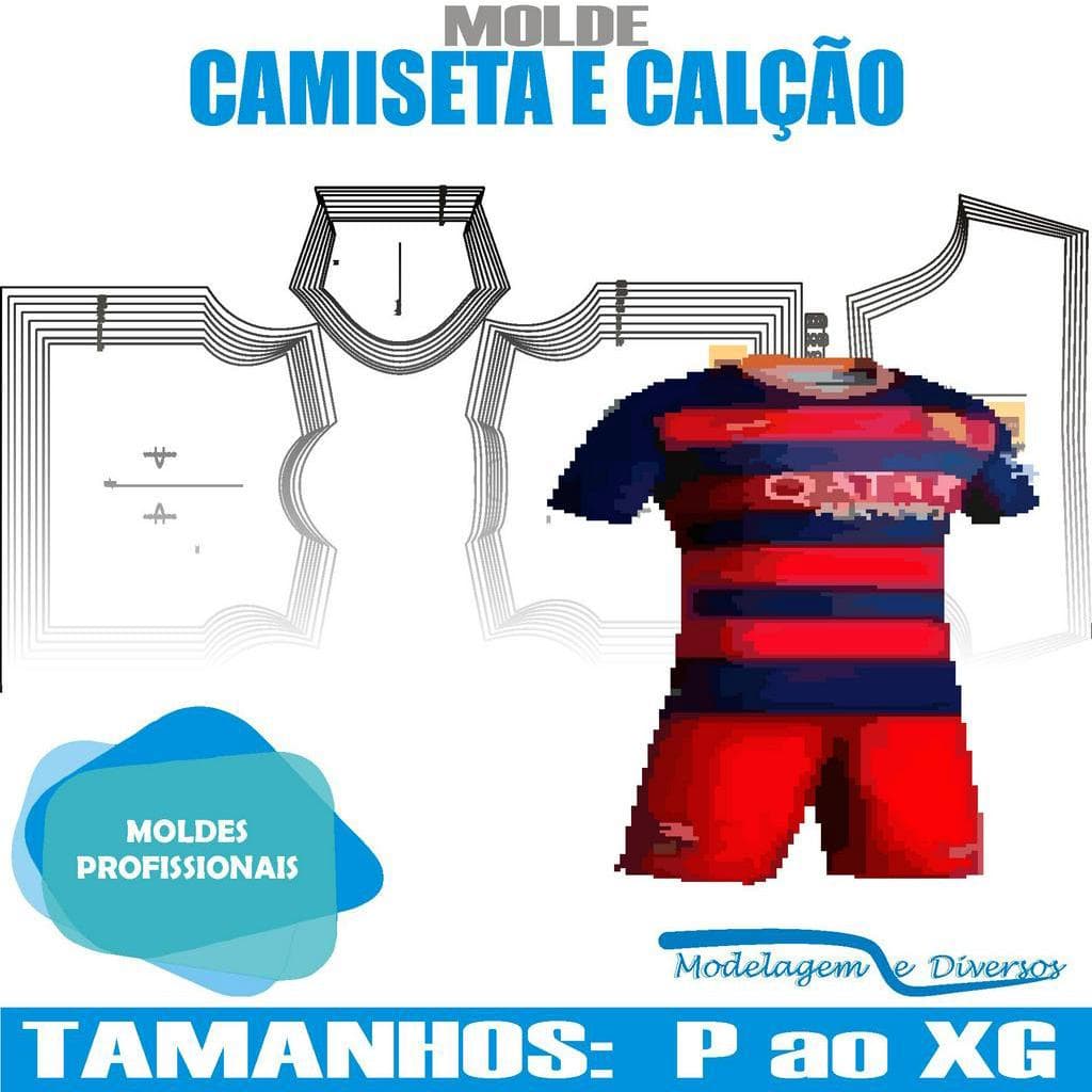 Kit Moldes Camiseta E Calção para futebol, Modelagem&Diversos, Tamanhos P ao XG