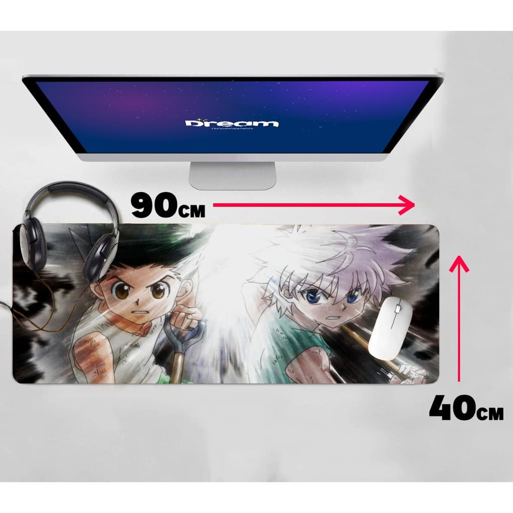 Mouse Pad Gamer Hunter x Hunter anime Grande Extra Grande 90x40 Personalizado Costurado animes hxh